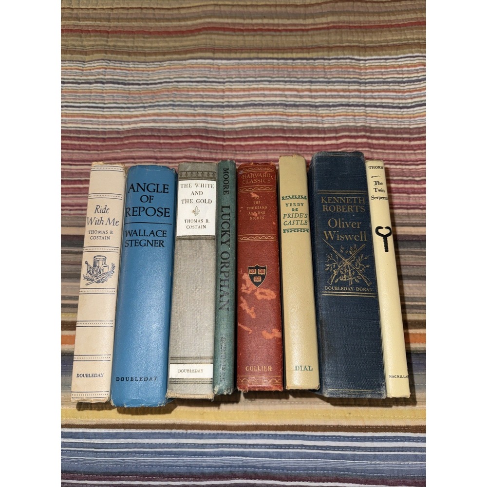 Antique Vtg Lot of Books Collectors Bookcase Decor Pretty Books Risers